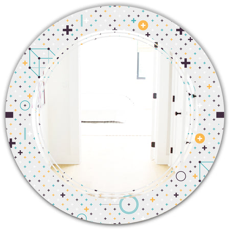 Minimalistic Geometric Elements - Modern Round or Oval Wall Mirror - Triple C