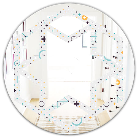 Minimalistic Geometric Elements - Modern Round or Oval Wall Mirror - Hexagon Star