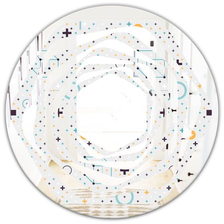 Minimalistic Geometric Elements - Modern Round or Oval Wall Mirror - Whirl