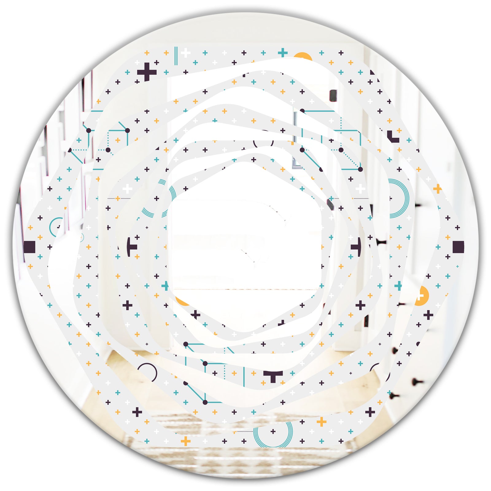 Minimalistic Geometric Elements - Modern Round or Oval Wall Mirror - Whirl