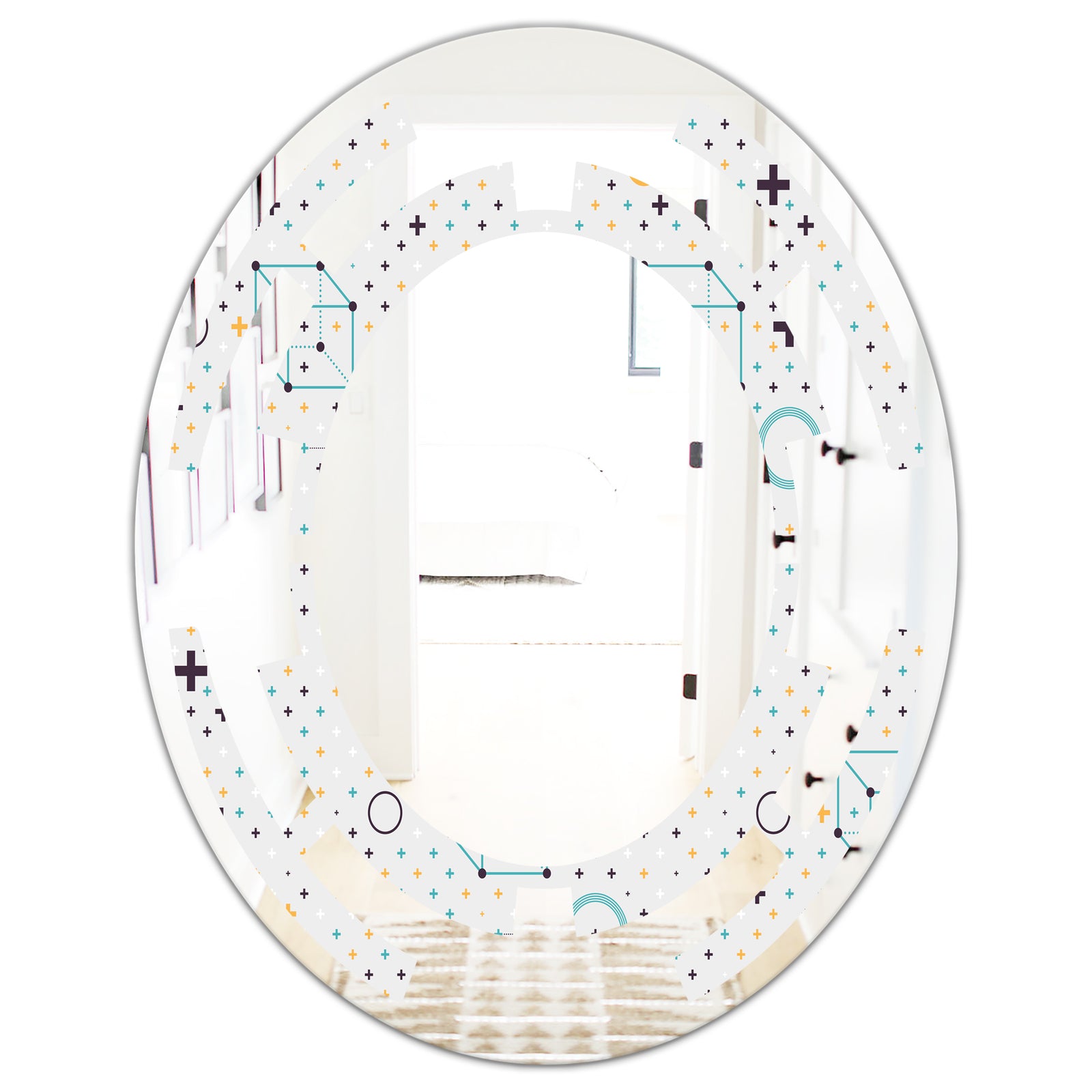 Minimalistic Geometric Elements - Modern Round or Oval Wall Mirror - Space