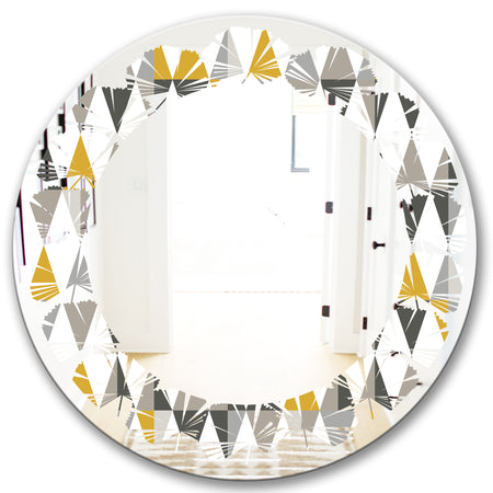 Diamond Retro VIII - Modern Round or Oval Wall Mirror - Leaves