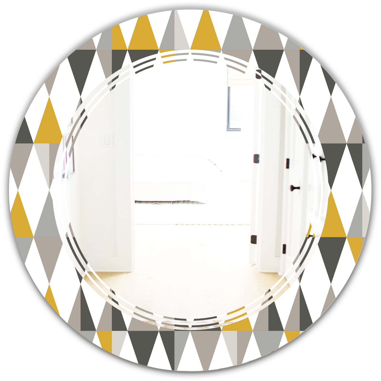 Diamond Retro VIII - Modern Round or Oval Wall Mirror - Triple C