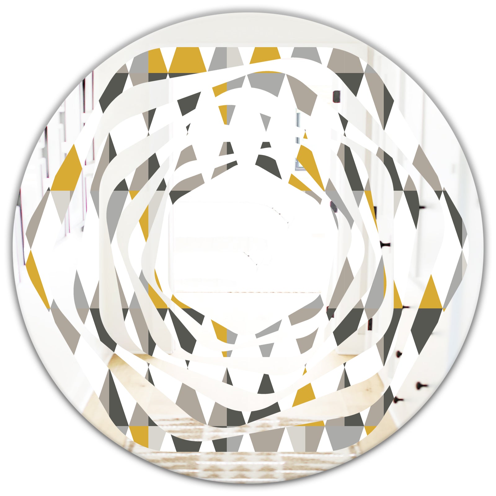 Diamond Retro VIII - Modern Round or Oval Wall Mirror - Whirl