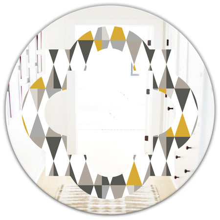 Diamond Retro VIII - Modern Round or Oval Wall Mirror - Quatrefoil