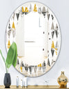 Diamond Retro VIII - Modern Round or Oval Wall Mirror - Leaves