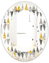 Diamond Retro VIII - Modern Round or Oval Wall Mirror - Leaves