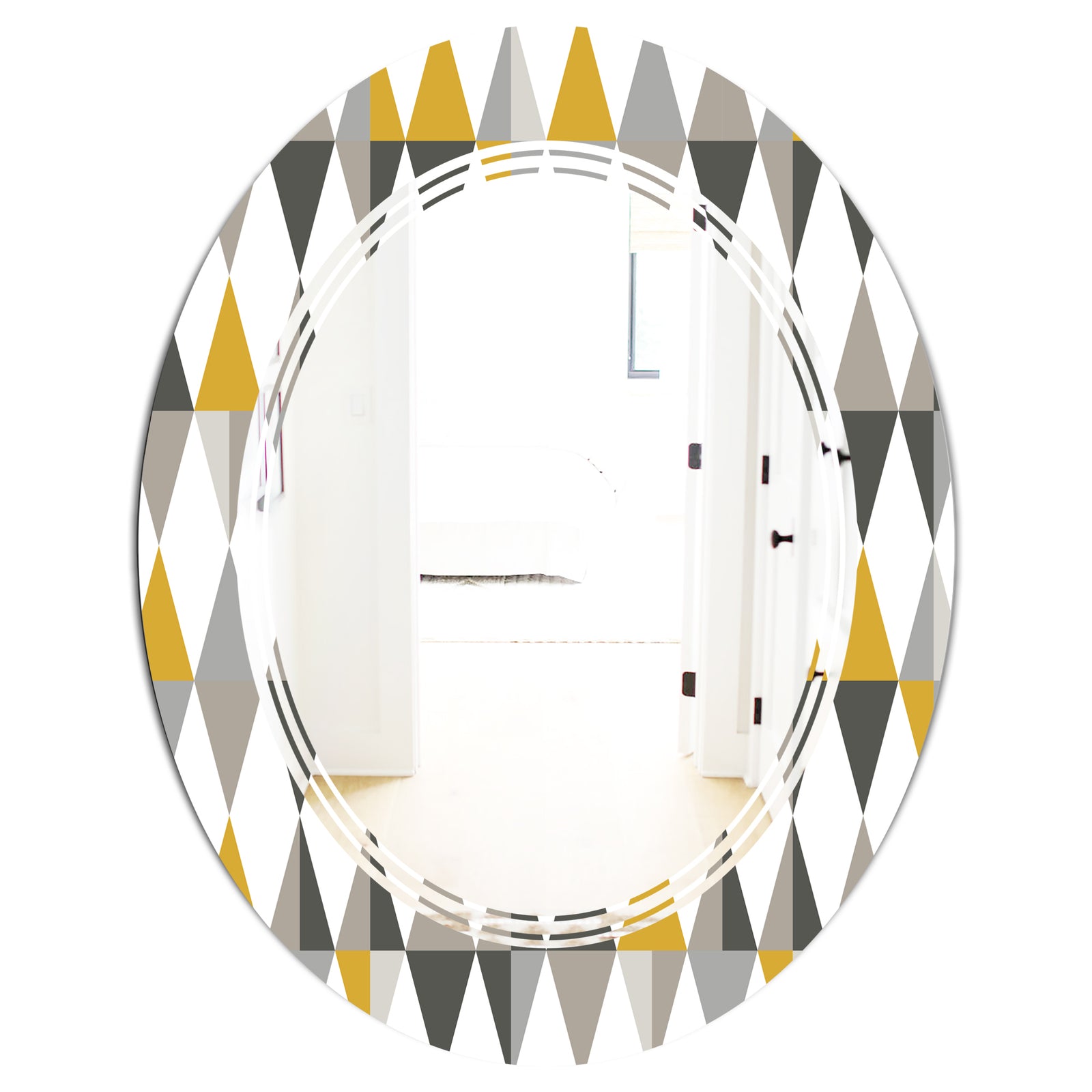 Diamond Retro VIII - Modern Round or Oval Wall Mirror - Triple C