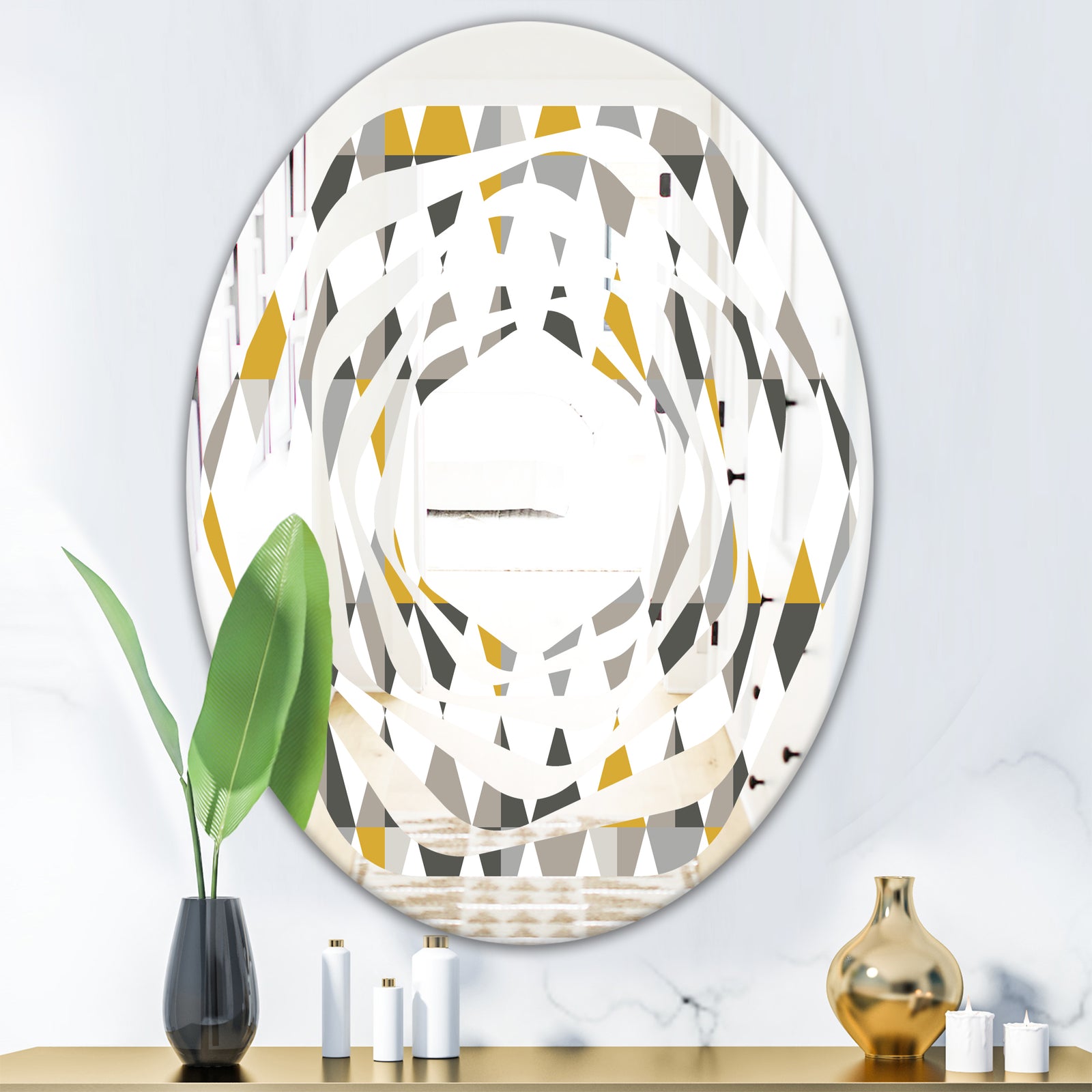 Diamond Retro VIII - Modern Round or Oval Wall Mirror - Whirl