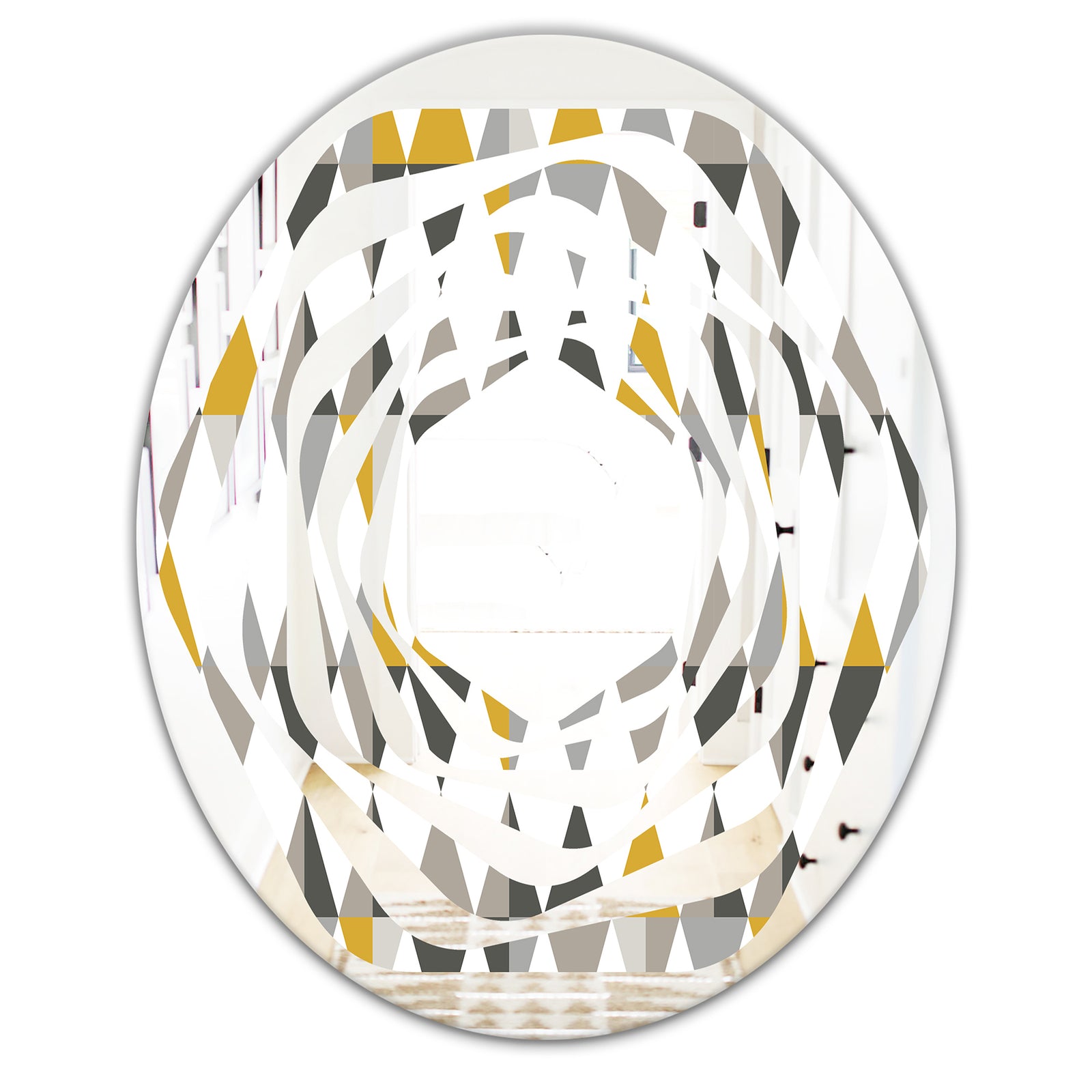 Diamond Retro VIII - Modern Round or Oval Wall Mirror - Whirl