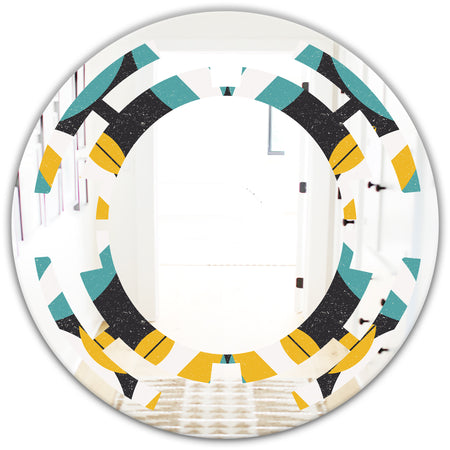 Retro Abstract Design VII - Modern Round or Oval Wall Mirror - Space