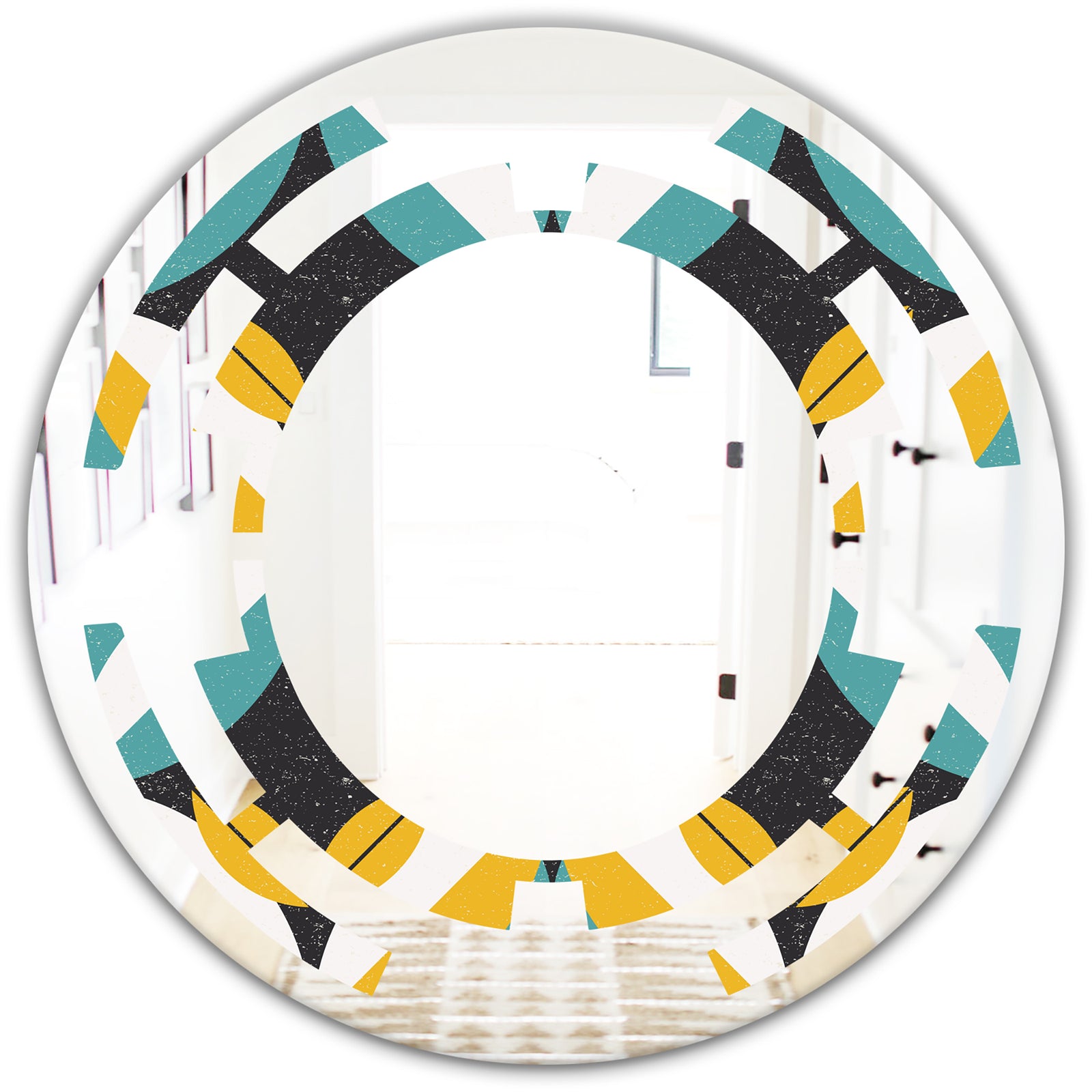 Retro Abstract Design VII - Modern Round or Oval Wall Mirror - Space