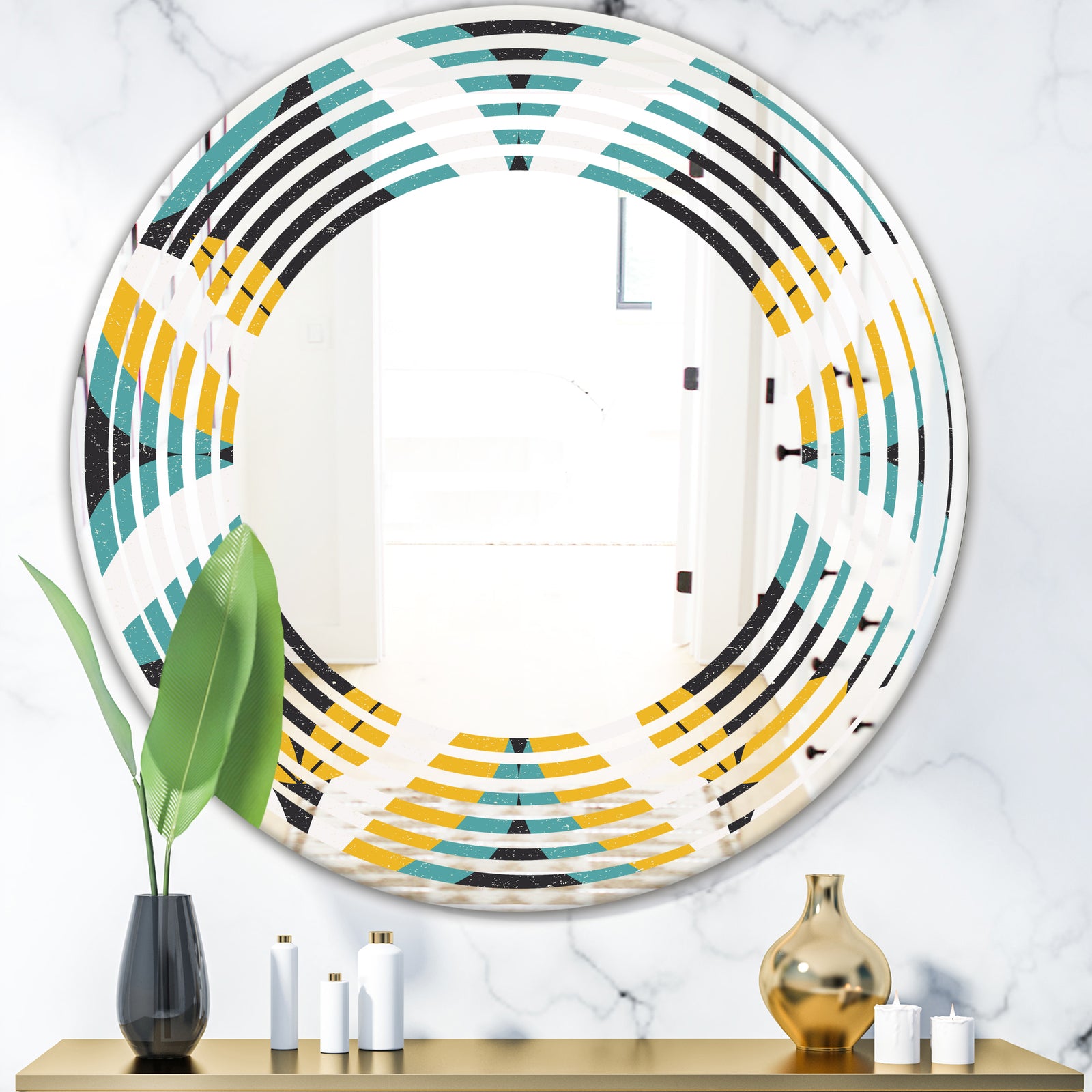 Retro Abstract Design VII - Modern Round or Oval Wall Mirror - Wave