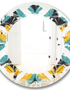 Retro Abstract Design VII - Modern Round or Oval Wall Mirror - Leaves