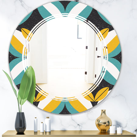 Retro Abstract Design VII - Modern Round or Oval Wall Mirror - Triple C