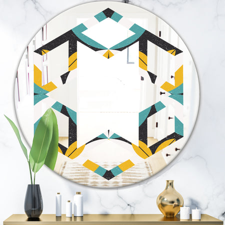 Retro Abstract Design VII - Modern Round or Oval Wall Mirror - Hexagon Star