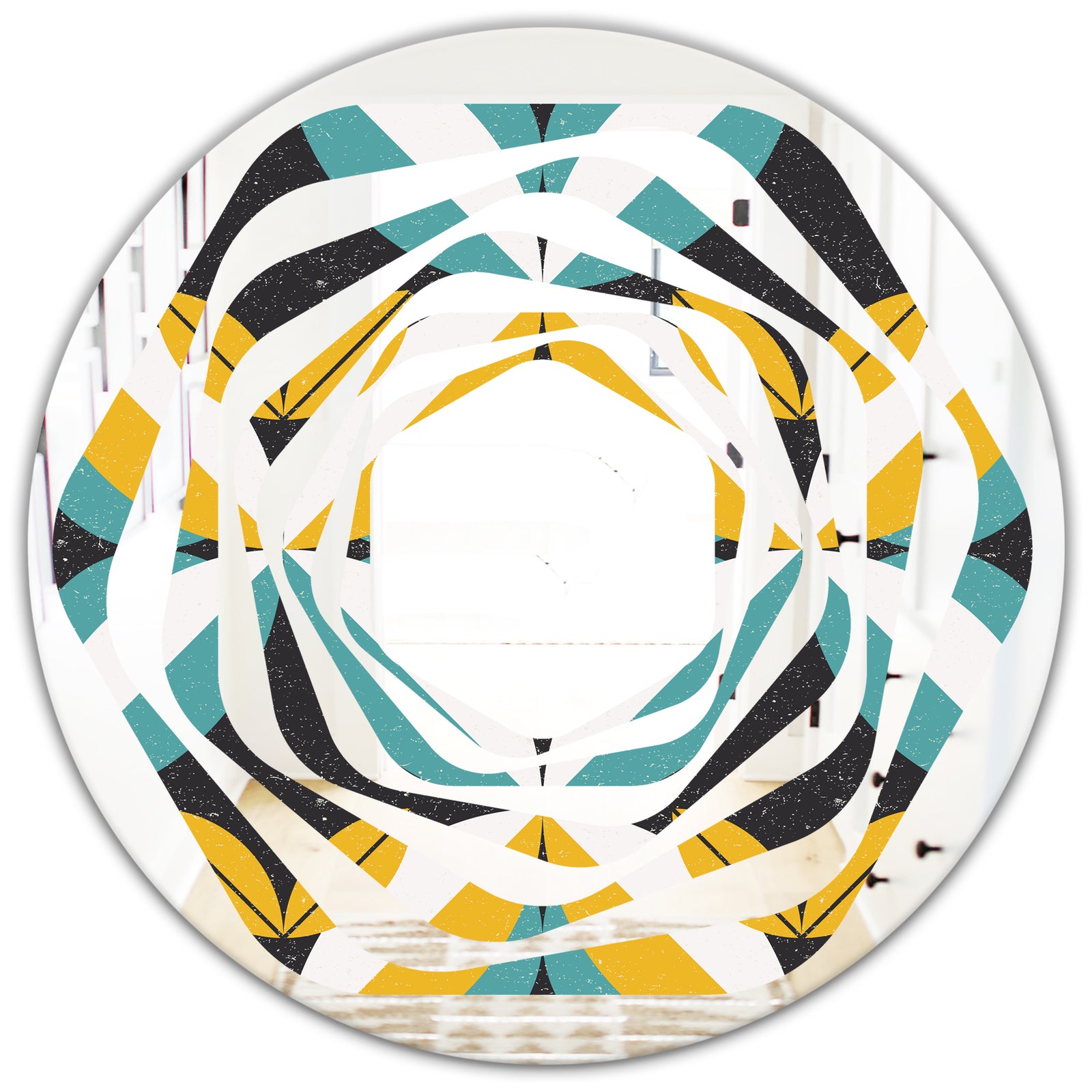Retro Abstract Design VII - Modern Round or Oval Wall Mirror - Whirl