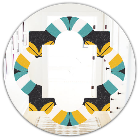 Retro Abstract Design VII - Modern Round or Oval Wall Mirror - Quatrefoil