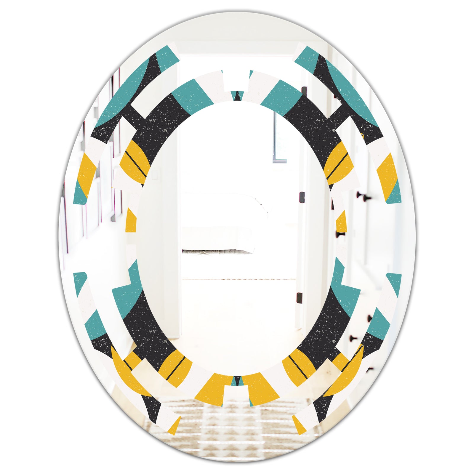 Retro Abstract Design VII - Modern Round or Oval Wall Mirror - Space
