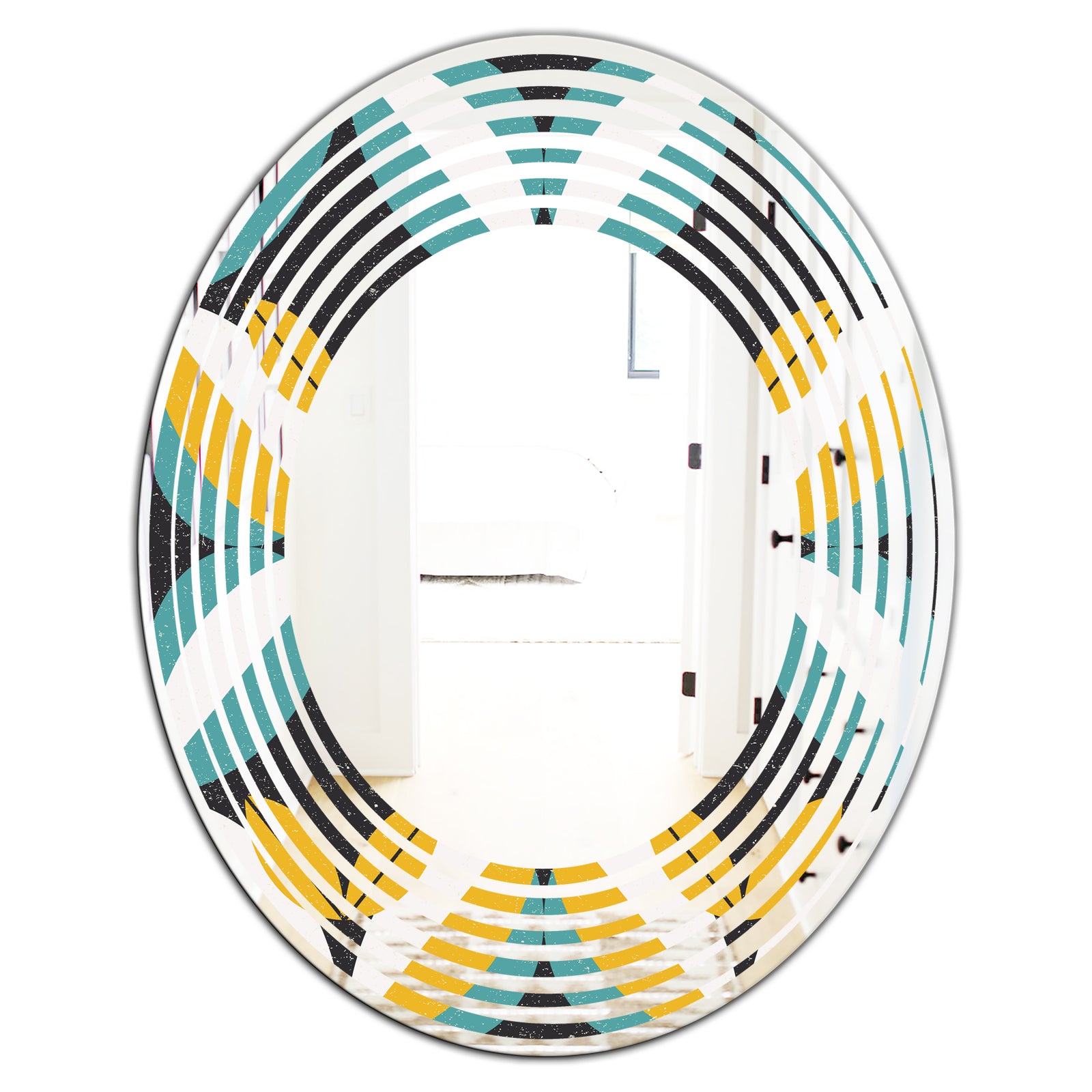 Retro Abstract Design VII - Modern Round or Oval Wall Mirror - Wave