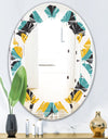 Retro Abstract Design VII - Modern Round or Oval Wall Mirror - Leaves