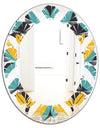 Retro Abstract Design VII - Modern Round or Oval Wall Mirror - Leaves