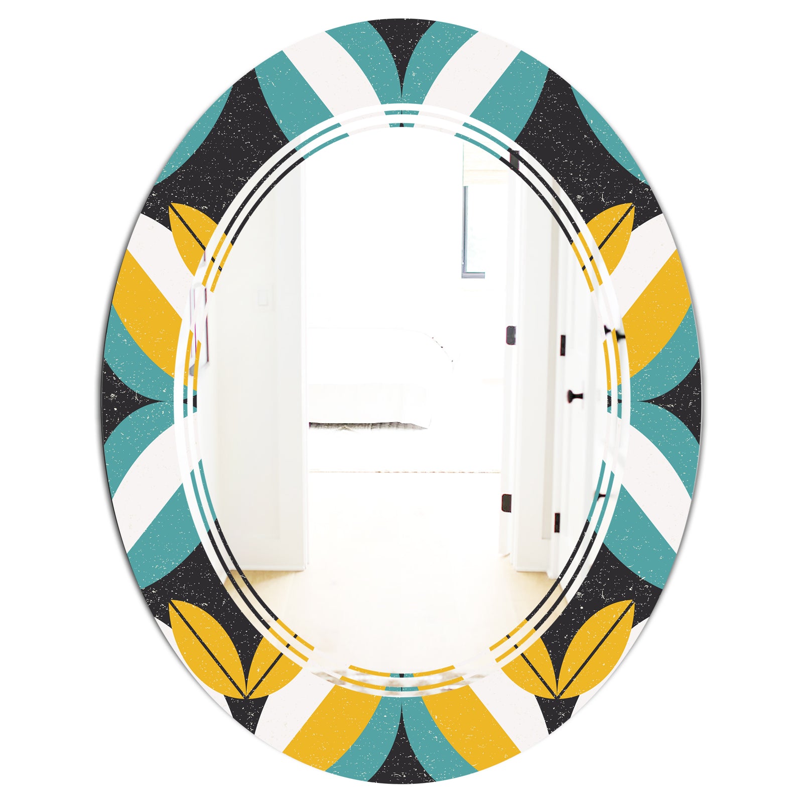 Retro Abstract Design VII - Modern Round or Oval Wall Mirror - Triple C