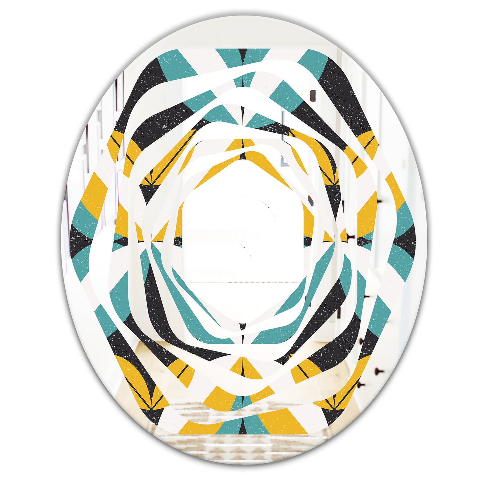 Retro Abstract Design VII - Modern Round or Oval Wall Mirror - Whirl