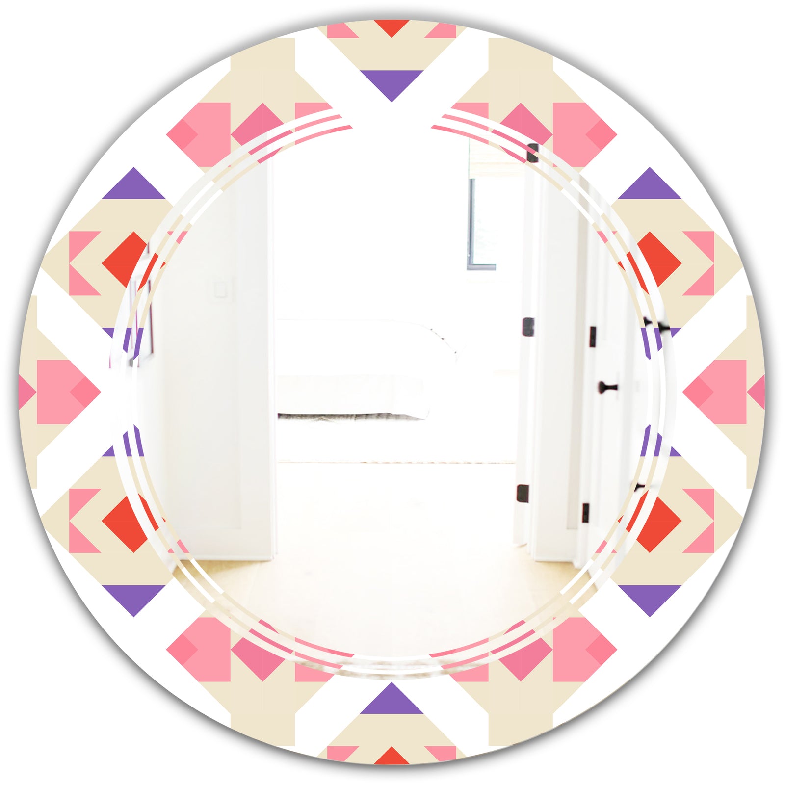 Triangular Retro Design VII - Modern Round or Oval Wall Mirror - Triple C