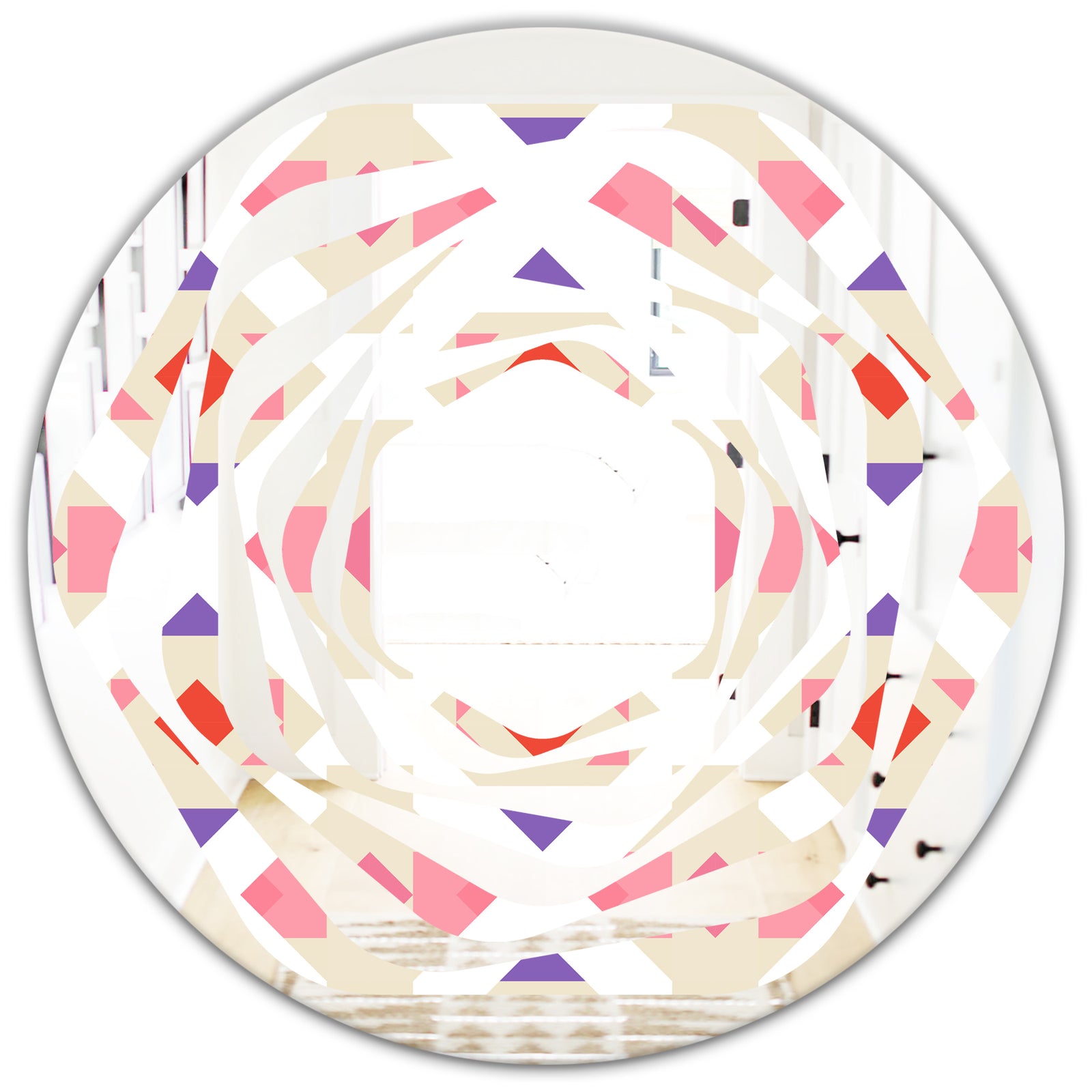Triangular Retro Design VII - Modern Round or Oval Wall Mirror - Whirl