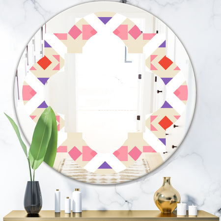 Triangular Retro Design VII - Modern Round or Oval Wall Mirror - Quatrefoil