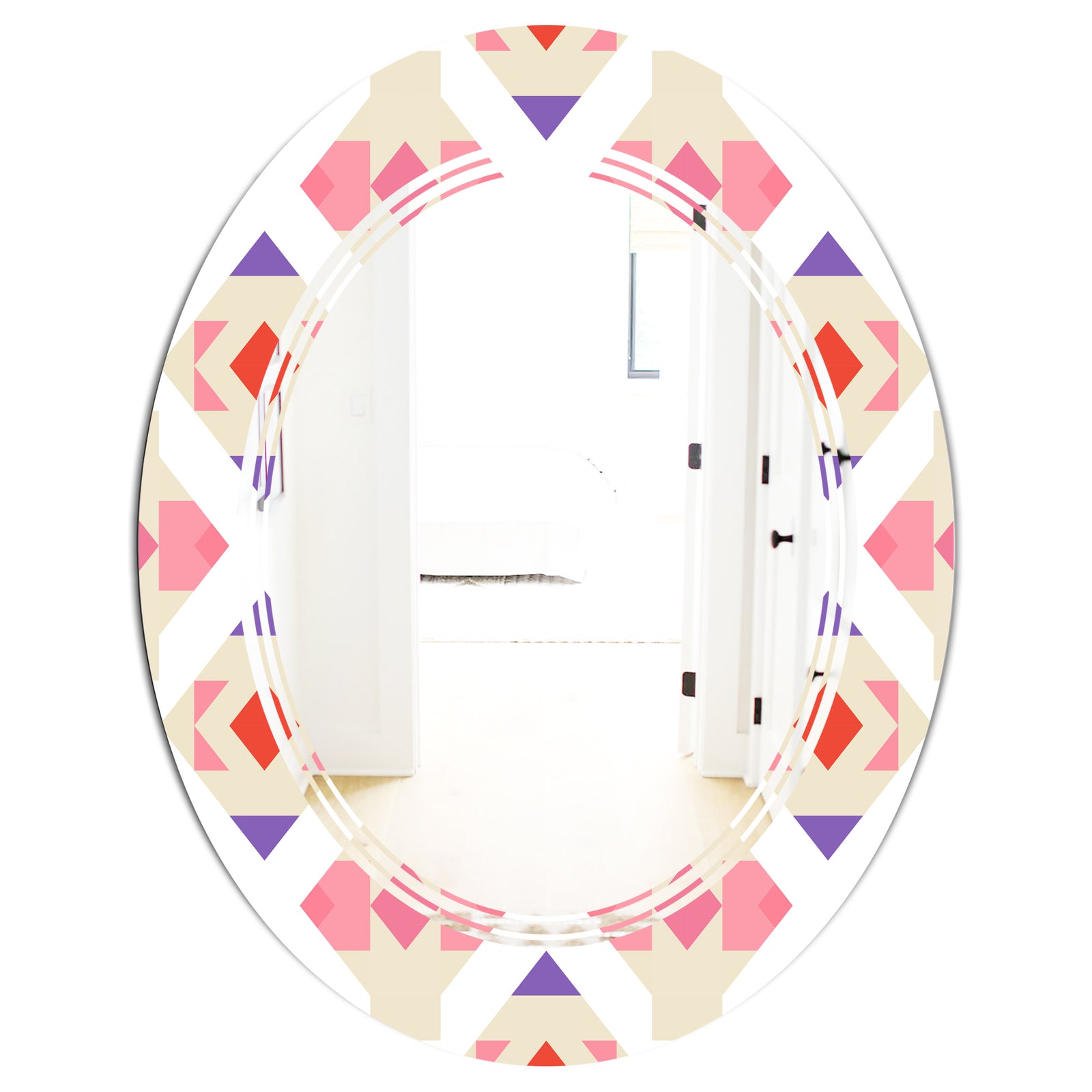 Triangular Retro Design VII - Modern Round or Oval Wall Mirror - Triple C