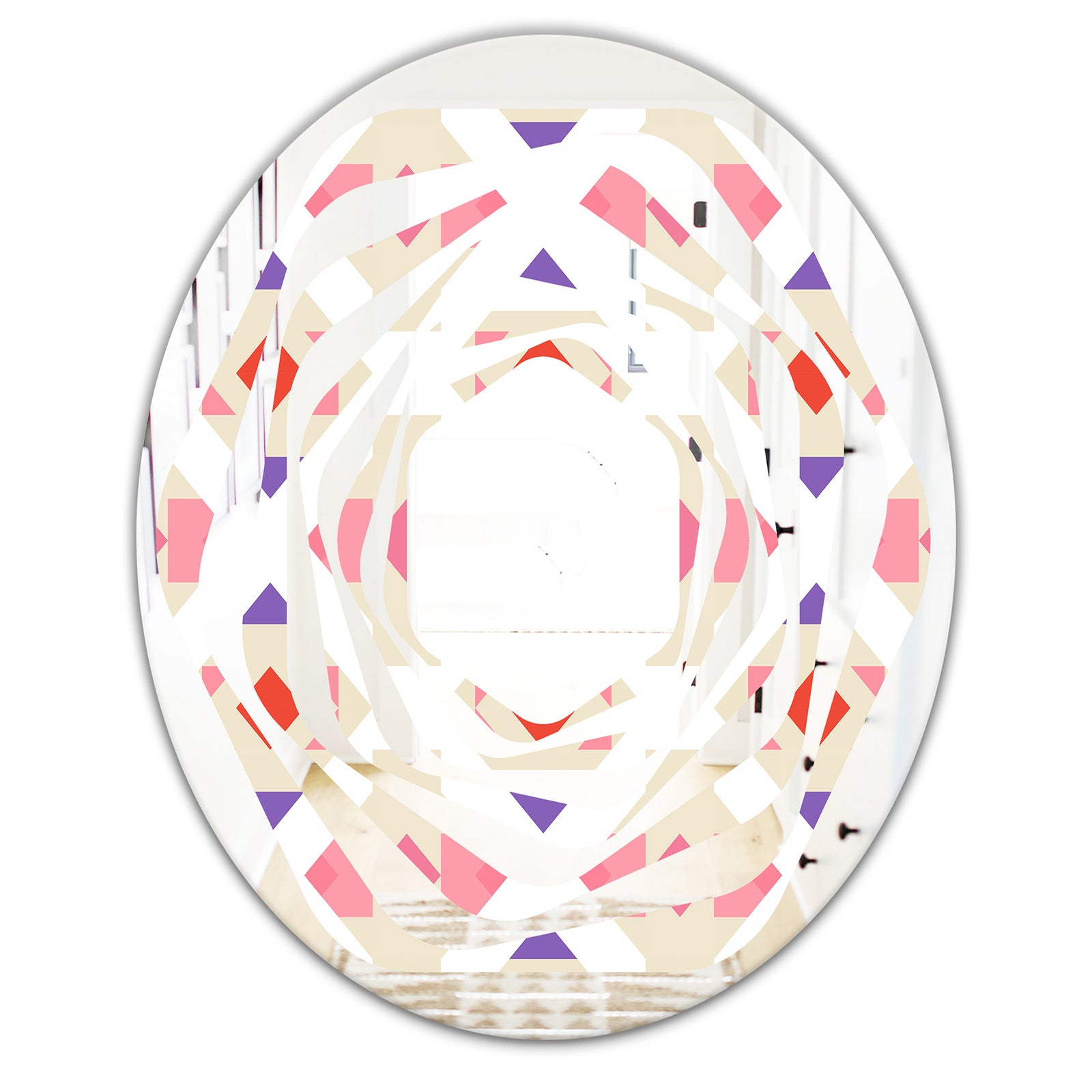 Triangular Retro Design VII - Modern Round or Oval Wall Mirror - Whirl