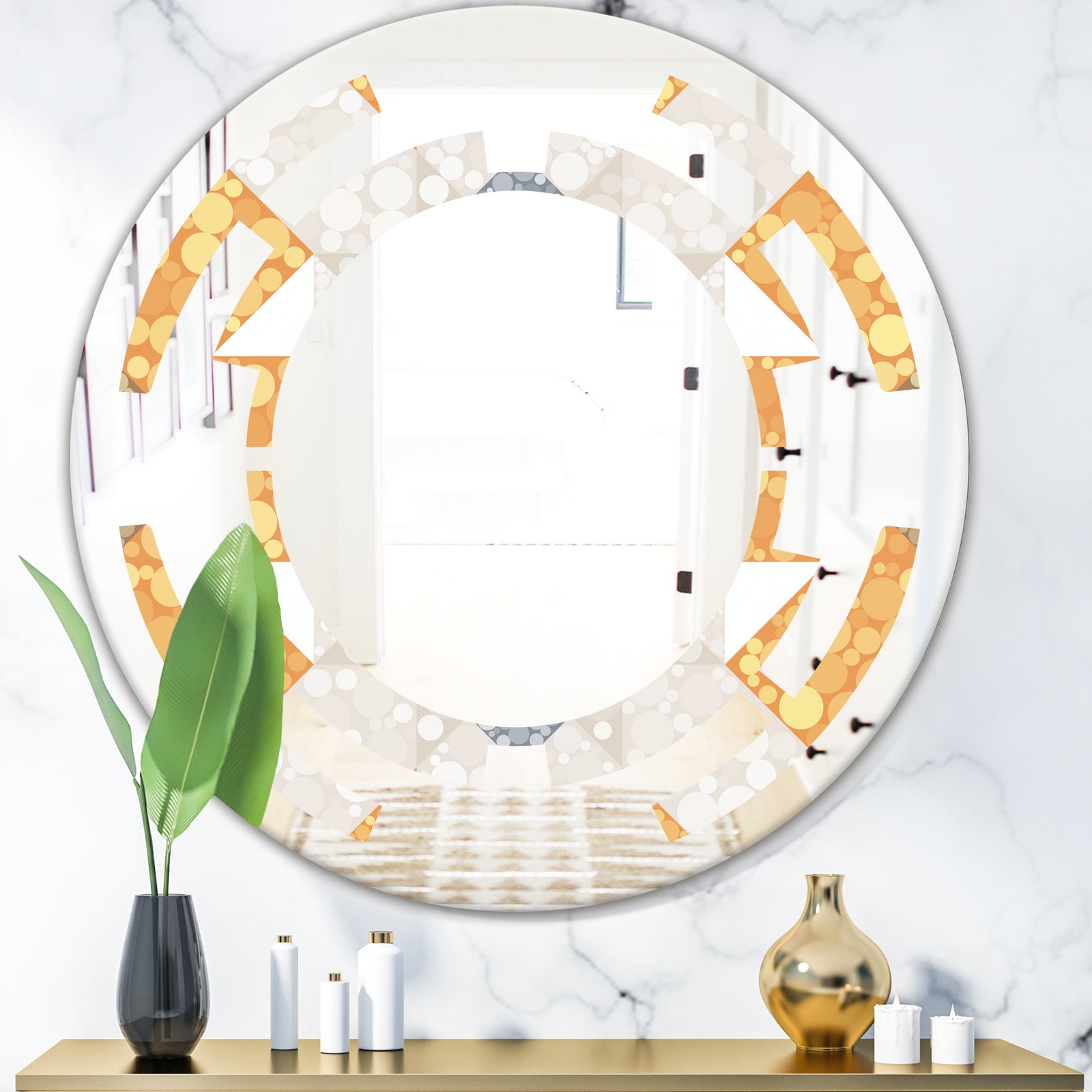 Geometric Retro Design I - Modern Round or Oval Wall Mirror - Space