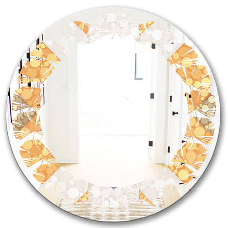 Geometric Retro Design I - Modern Round or Oval Wall Mirror - Leaves
