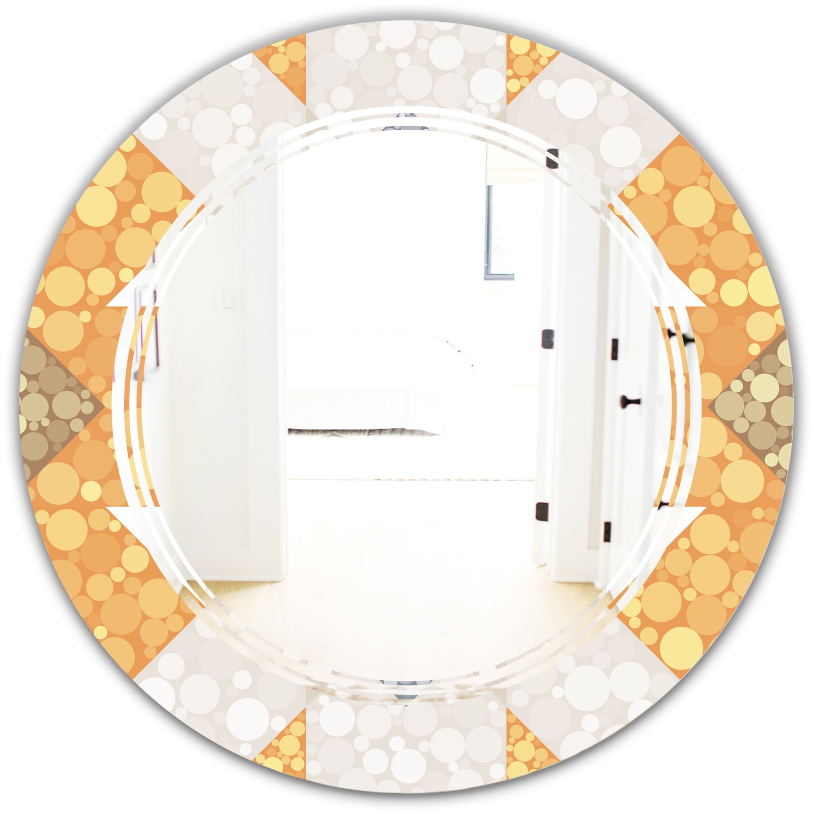 Geometric Retro Design I - Modern Round or Oval Wall Mirror - Triple C