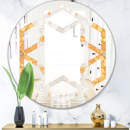 Geometric Retro Design I - Modern Round or Oval Wall Mirror - Hexagon Star