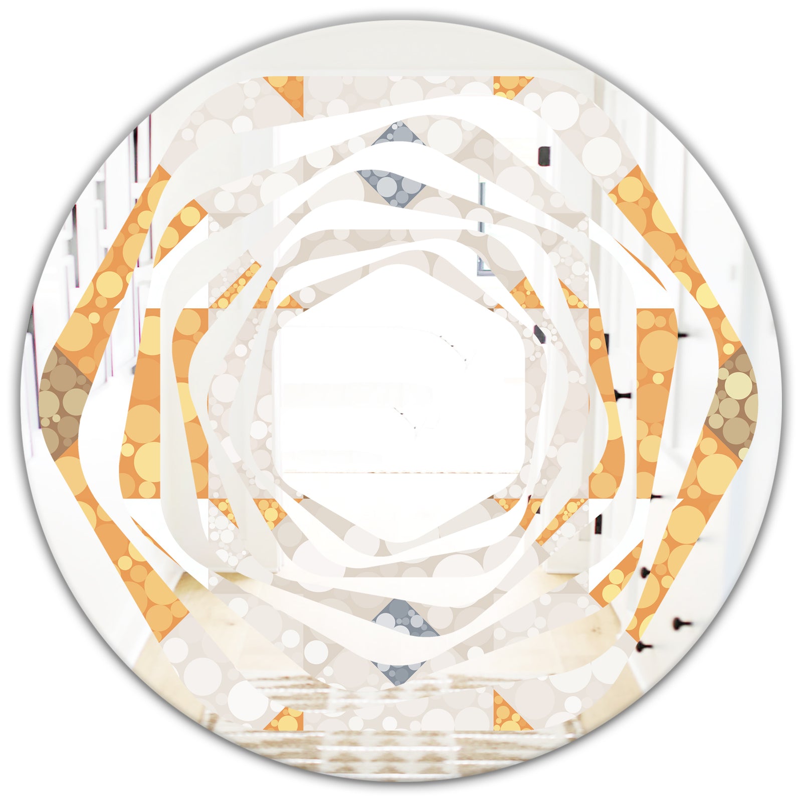 Geometric Retro Design I - Modern Round or Oval Wall Mirror - Whirl