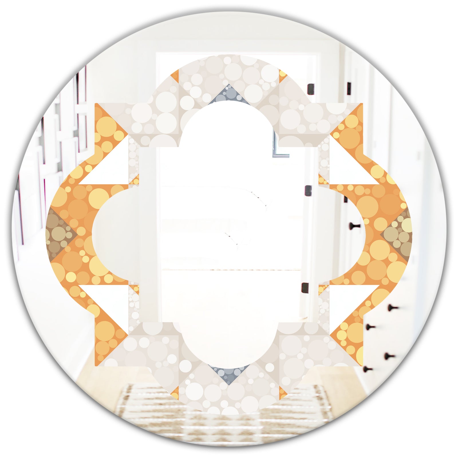 Geometric Retro Design I - Modern Round or Oval Wall Mirror - Quatrefoil