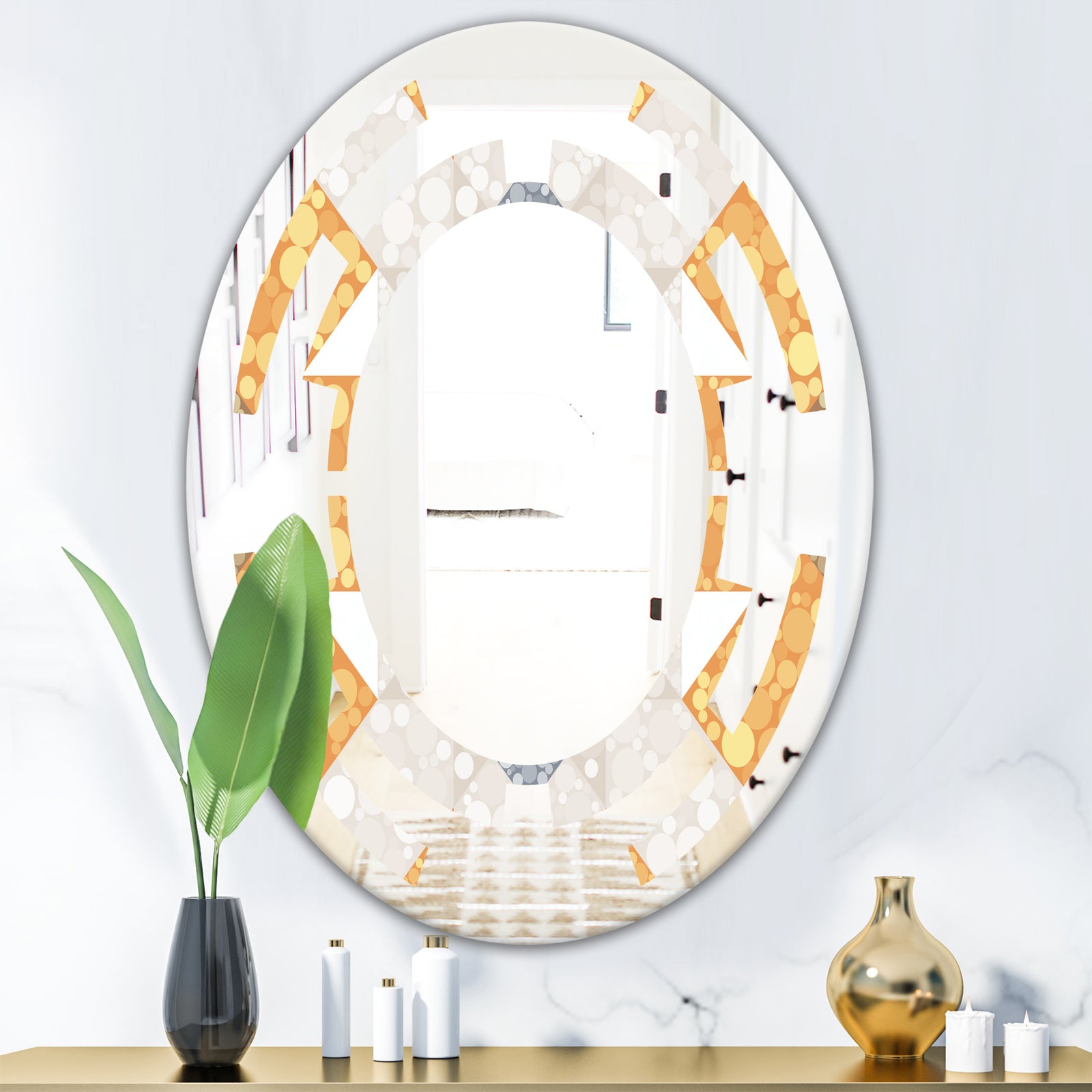 Geometric Retro Design I - Modern Round or Oval Wall Mirror - Space