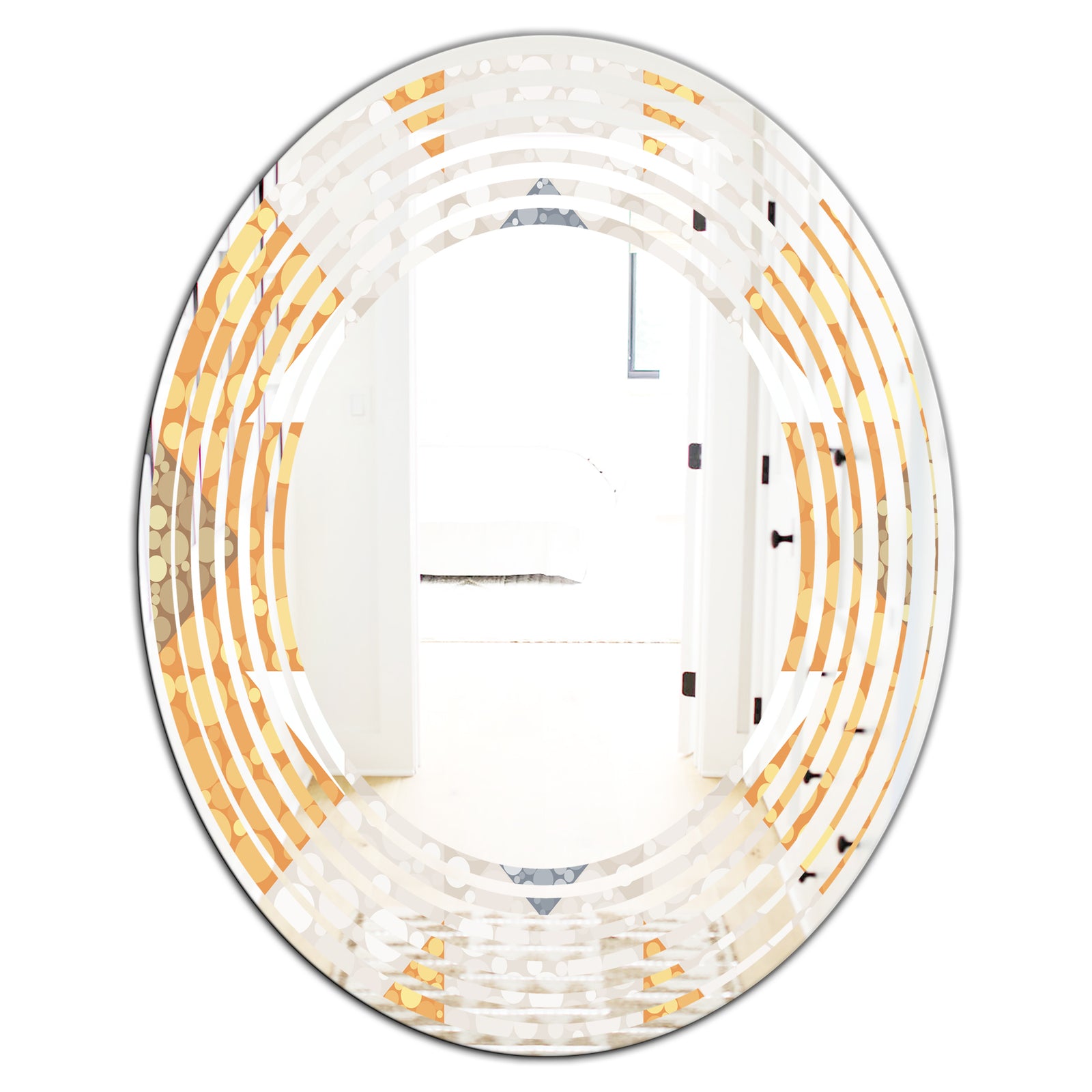 Geometric Retro Design I - Modern Round or Oval Wall Mirror - Wave