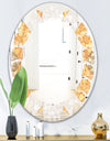 Geometric Retro Design I - Modern Round or Oval Wall Mirror - Leaves