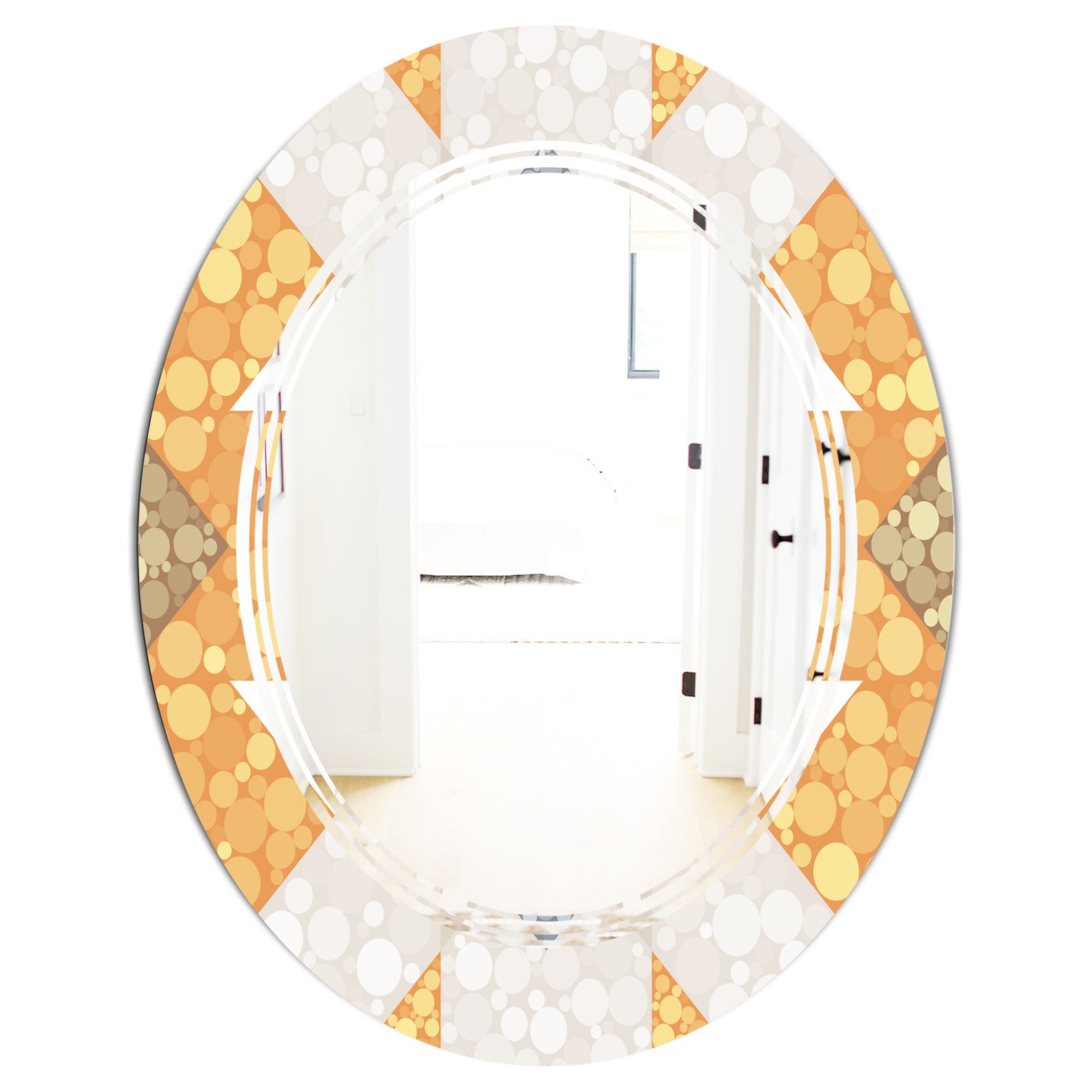 Geometric Retro Design I - Modern Round or Oval Wall Mirror - Triple C