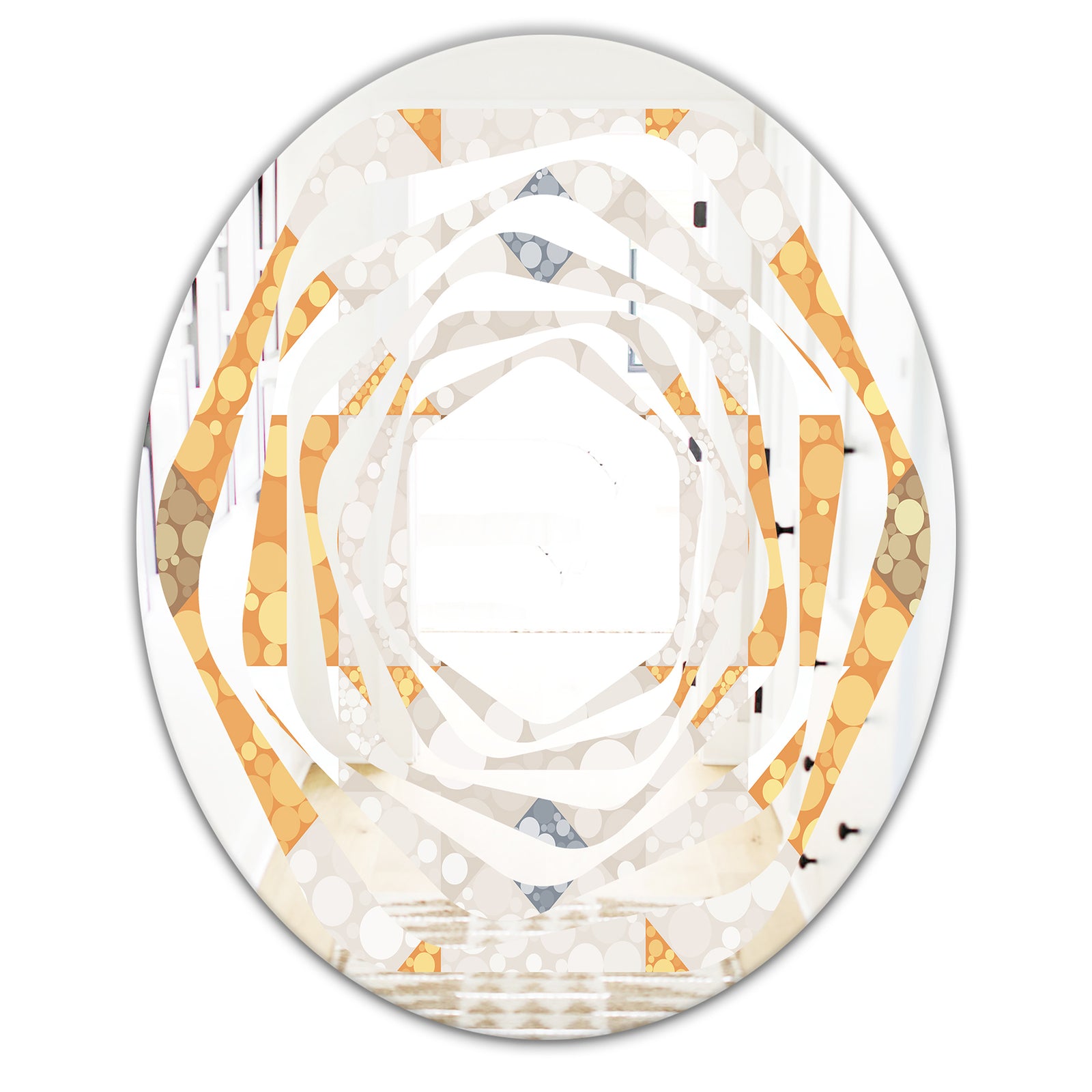 Geometric Retro Design I - Modern Round or Oval Wall Mirror - Whirl
