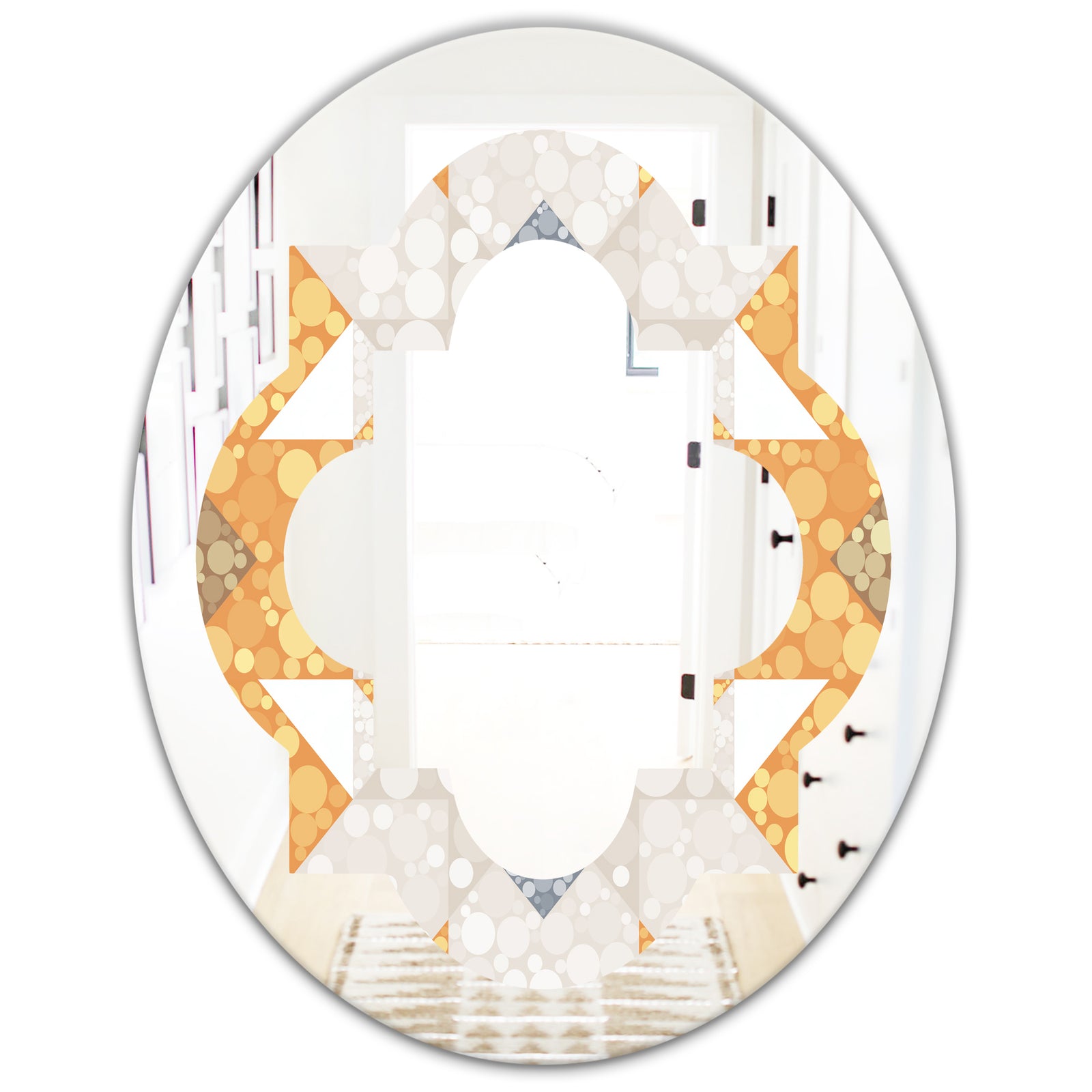 Geometric Retro Design I - Modern Round or Oval Wall Mirror - Quatrefoil