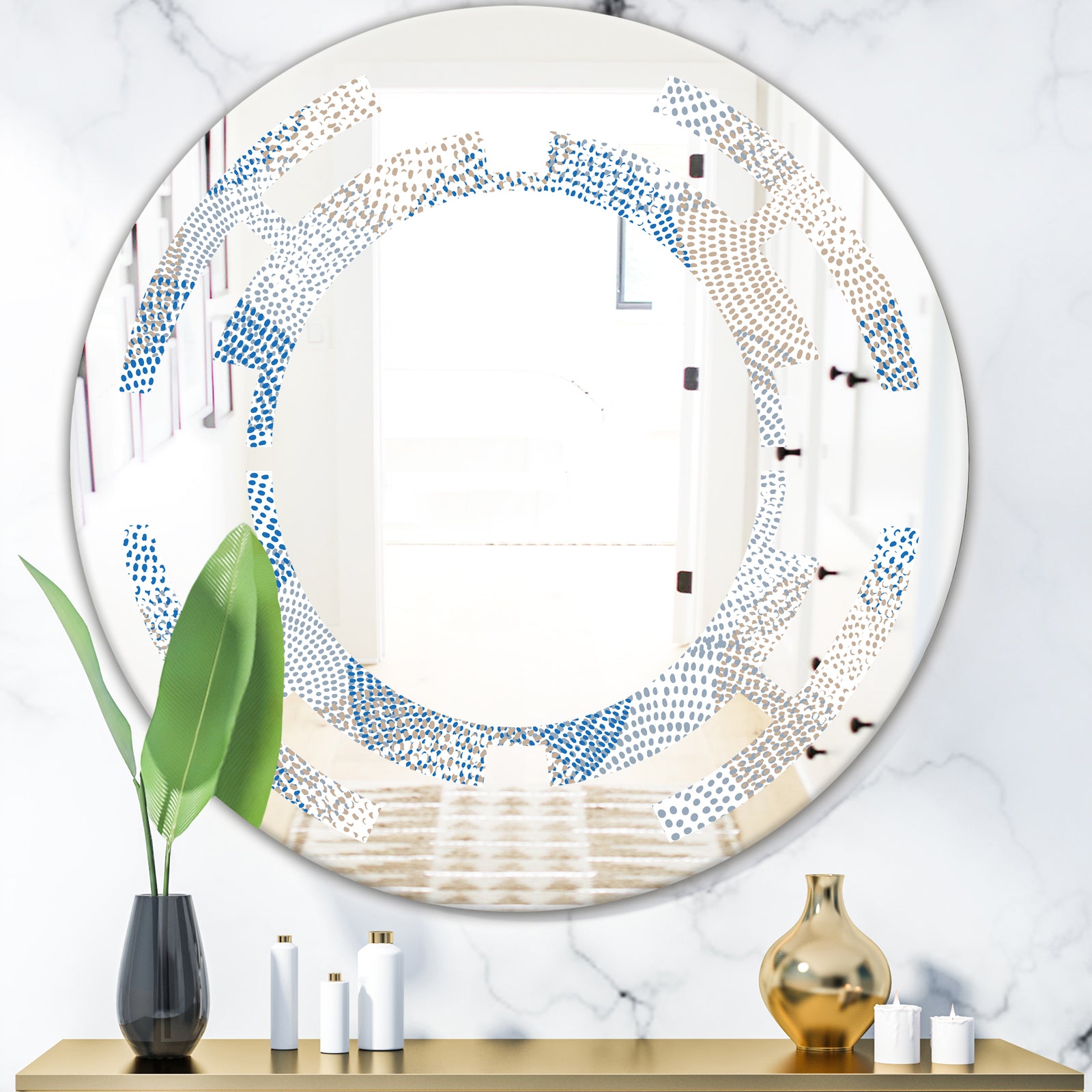 Abstract Retro Design I - Modern Round or Oval Wall Mirror - Space