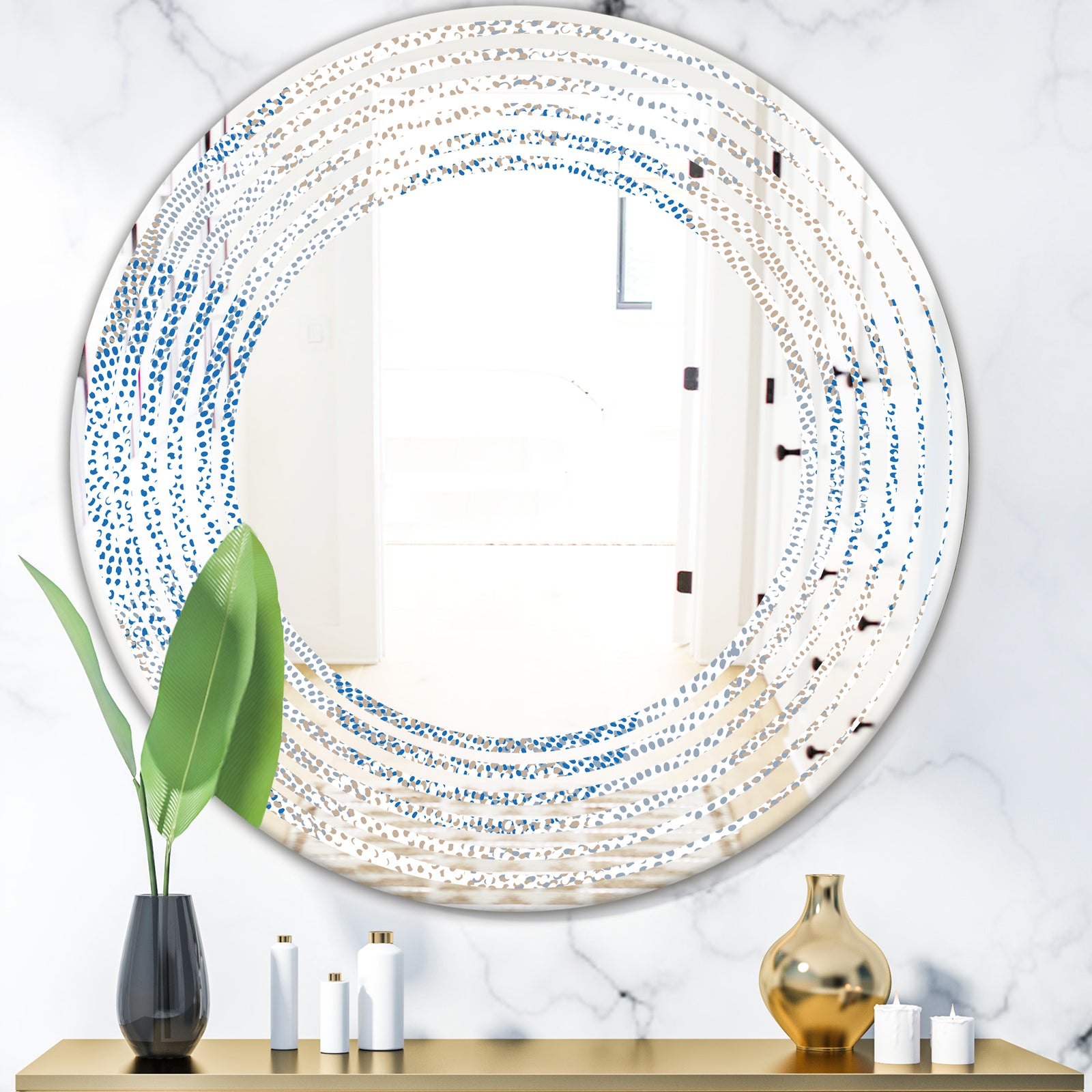Abstract Retro Design I - Modern Round or Oval Wall Mirror - Wave