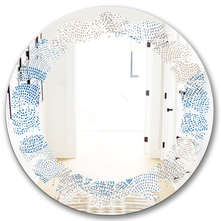 Abstract Retro Design I - Modern Round or Oval Wall Mirror - Leaves