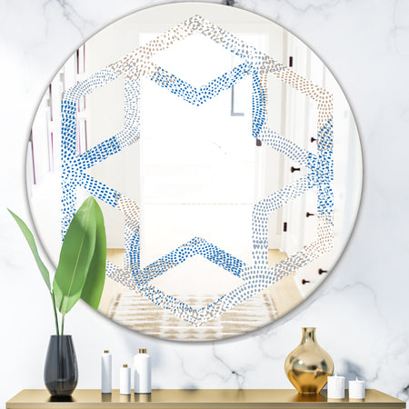 Abstract Retro Design I - Modern Round or Oval Wall Mirror - Hexagon Star