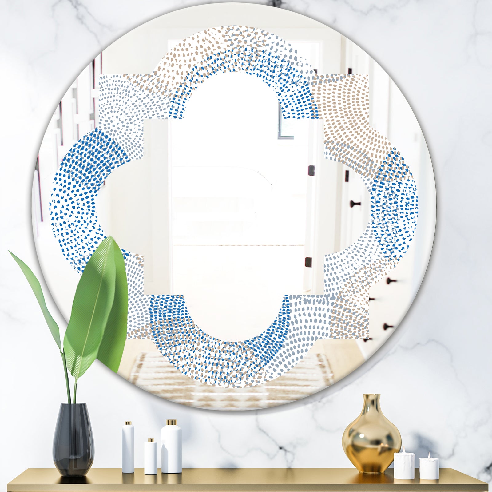 Abstract Retro Design I - Modern Round or Oval Wall Mirror - Quatrefoil